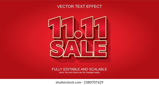 3d text effect 11.11 sale baner background vector