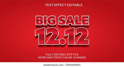 3d text effect 12.12 big sale poster banner vector