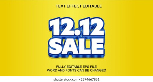 3D TEXT EFFECT 12.12 SALE BANNER POSTER VECTOR