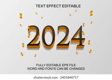 3d text effect 2024 new year vector editable