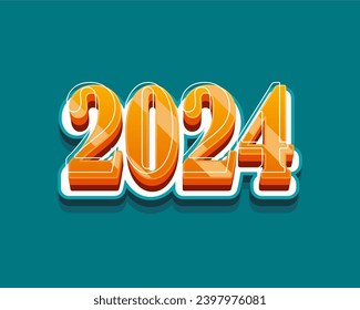 3d text effect 2024 vector editable