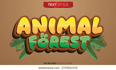efeito de texto 3D tema floresta animal é muito adequado para complementar um bom design