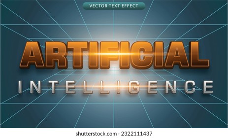 3D text effect artificial intelligence theme with technology background