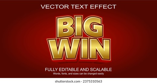 3D text effect big win casino vector