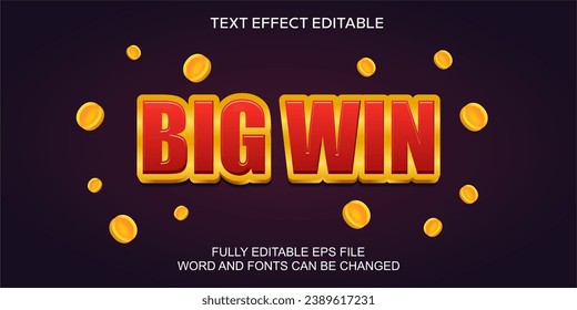 3D TEXT EFFECT BIG WIN CASINO VEGAS VECTOR