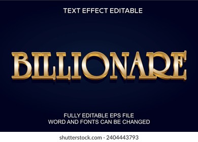 3D TEXT EFFECT BILLIONARE GOLD VECTOR EDITABLE