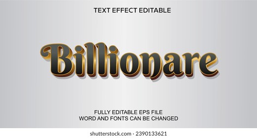 3d text effect billionare vector