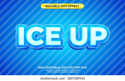 3d text effect with blue ice theme. typography ice up for banner cold drink products.