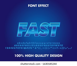 3d Text Effect Blue light gradient. full set alphabet, number, and symbol. Premium Vector