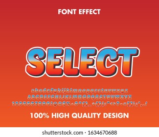 
3d Text Effect blue and red gradient. full set alphabet, number, and symbol. Premium Vector