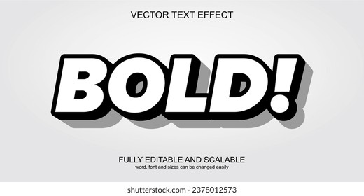 3d text effect bold black and white vector