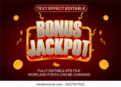 3D TEXT EFFECT BONUS JACKPOT VECTOR EDITABLE