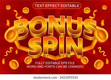 3D TEXT EFFECT BONUS SPIN VECTOR EDITABLE