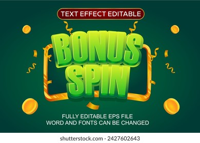 3D TEXT EFFECT BONUS SPIN VECTOR EDITABLE