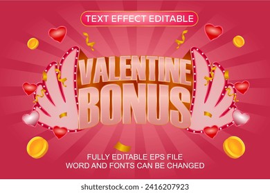 3D text effect bonus valentine vector editable