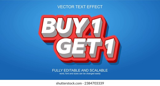 3d text effect buy 1 get 1 vector editable svg