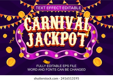 3D-TEXT EFFEKT CARNIVAL JACKPOT VEKTOR EDITABLE