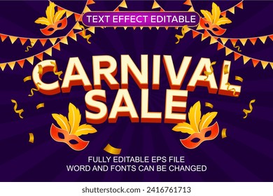 3d text effect carnival sale vector editable