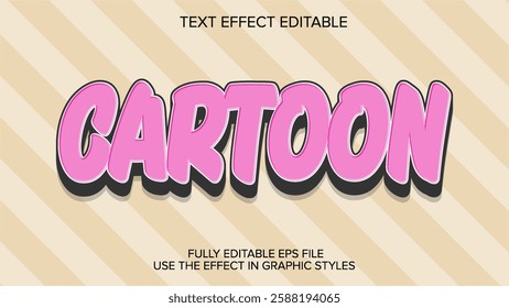 3d text effect cartoon pink vector editable