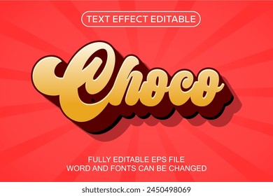 3d text effect choco vector editable