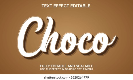 Image vectorielle de chocolat à effet de texte 3d modifiable 