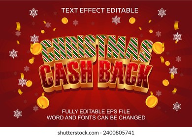 VECTOR DE RETROCESO DE EFECTO DE TEXTO 3D CHRISTMAS