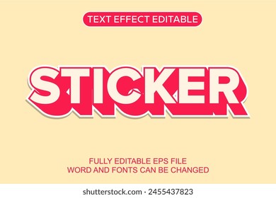 3D TEXT EFFECT CLASIC STICKER  VECTOR EDITABLE