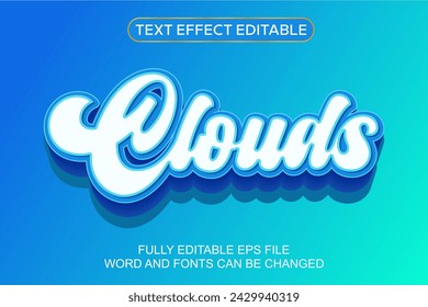 3d text effect clouds vector editable