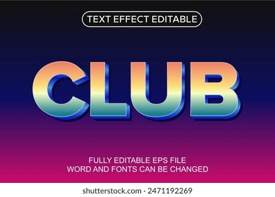 3D-TEXTEFFEKT CLUB-VEKTORGRAFIK BEARBEITBAR