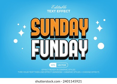 3D Text Effect Comic Sunday Funday Style. Editable Text Effect.