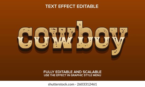 3d text effect cowboy vector editable