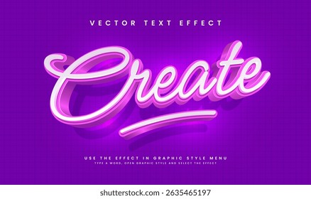 Design de efeito de texto 3D, rosa roxo, arquivo vetorial editável. 