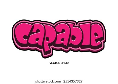 3d text effect design with the word "capable"