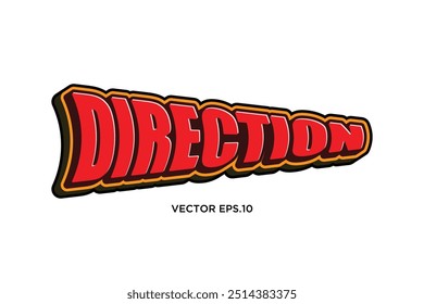 3d text effect design with the word "direction"