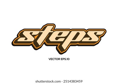 Design de efeito de texto 3d com a palavra "etapas"