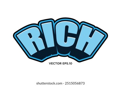 Design de efeito de texto 3d com a palavra "rico"
