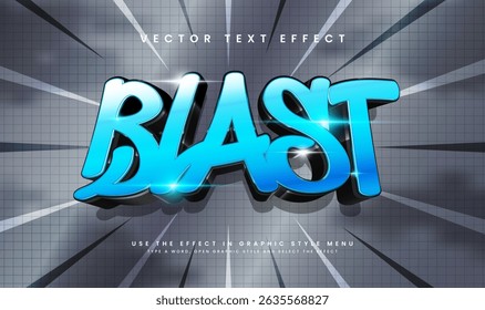 3D Text Effect,  editable vector file.  Blue Blast word.  Modern design.