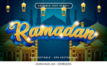 3d text effect and editable text effect whit mosque and Islamic background