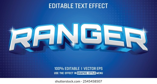 O efeito de texto 3D com a palavra "Ranger" apresenta um design visualmente impressionante que melhora a profundidade e dimensionalidade do texto.