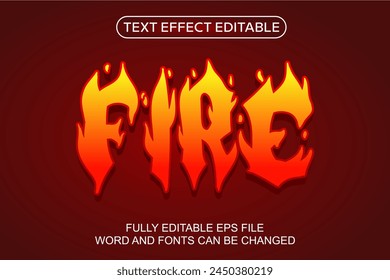 EFECTO DE TEXTO 3D VECTOR DE FUEGO EDITABLE