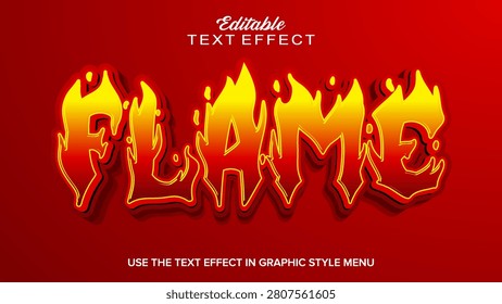 3d text effect flame vector editable