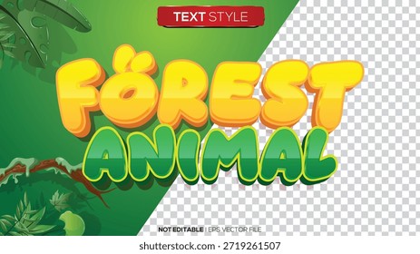efeito de texto 3D floresta animal tema é muito adequado para complementar um bom design
