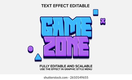 3d text effect game zone vector editable