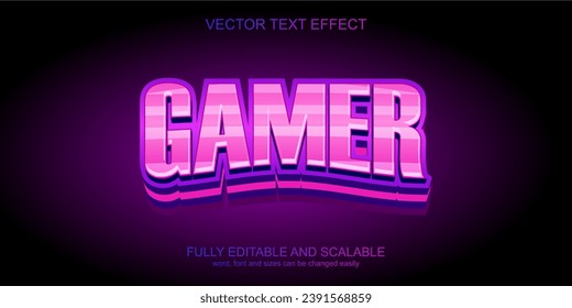 3D TEXT EFFECT GAMER PURPLE VECTOR EDITABLE