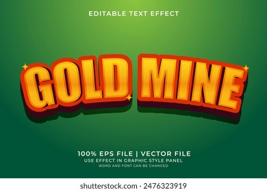 Efecto de texto 3d Vector editable Gold Mine, efecto de texto dorado