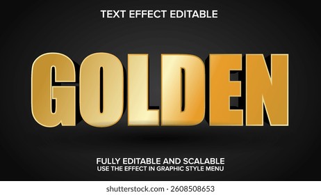 3d text effect golden vector editable