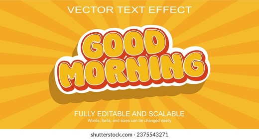 3d text effect good morning vector