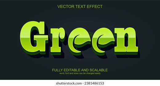 3d text effect green leaf vector free editable