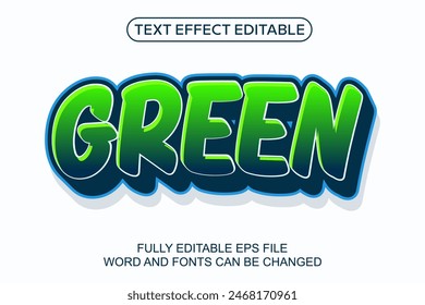 3D TEXT EFFECT GREEN VECTOR EDITABLE