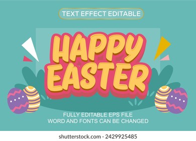 3D TEXT EFFECT HAPPY EASTER VECTOR EDITABLE